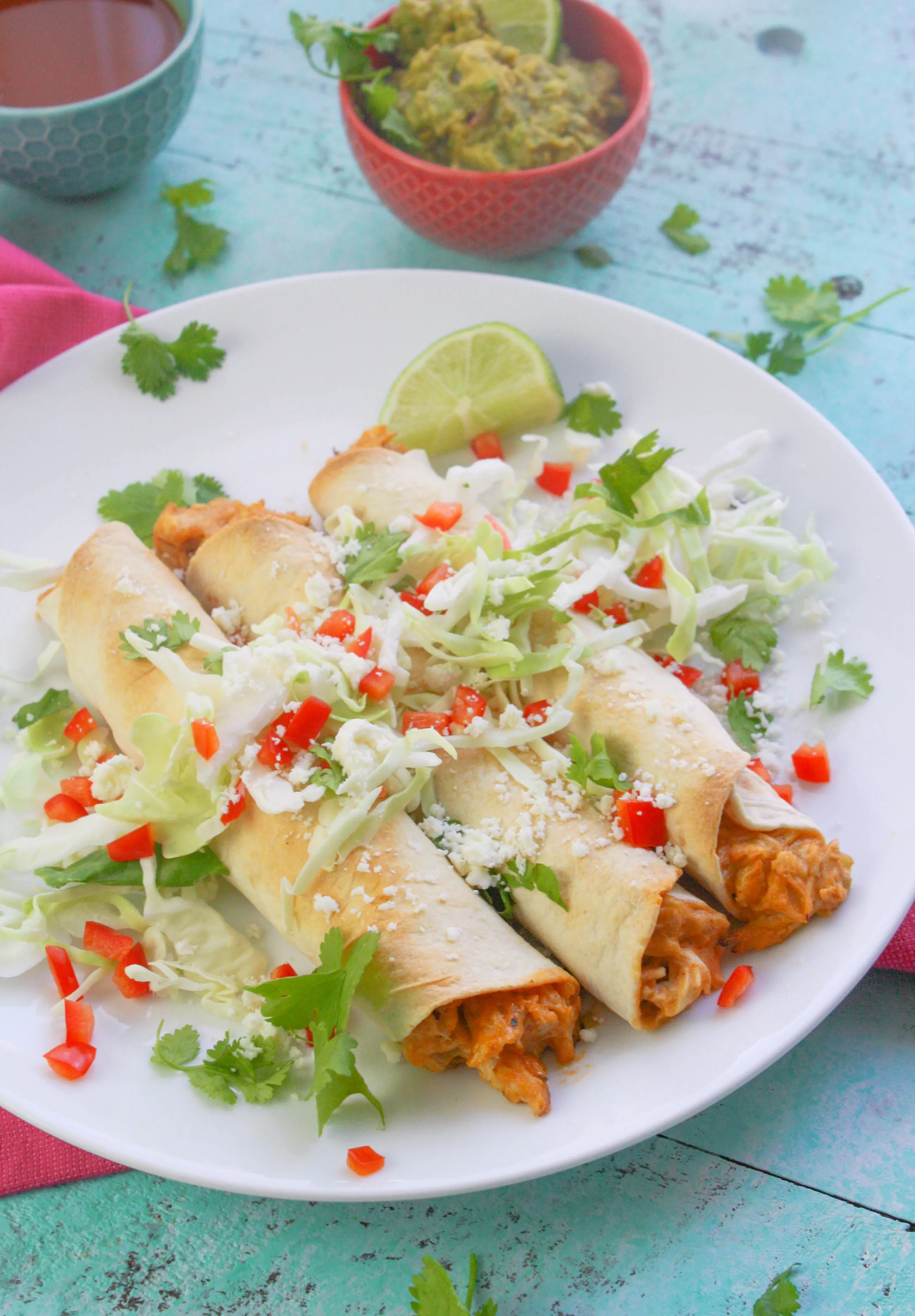 Baked Chicken and Green Chile Taquitos are fabulous as a snack or as ...