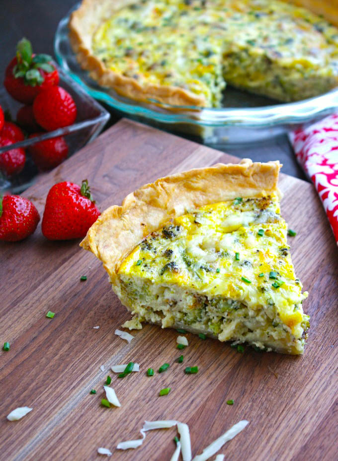 Roasted Broccoli and Swiss Quiche