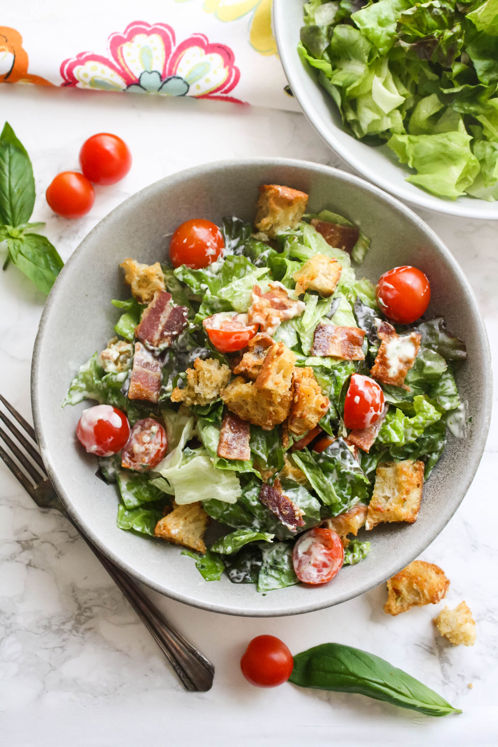 BLT Salad with Garlic-Basil Dressing is a delightful salad.