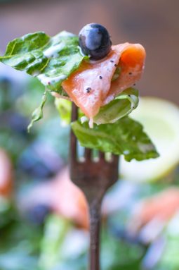 Smoked Salmon Salad with Blueberries and Lemon Poppy Seed Dressing