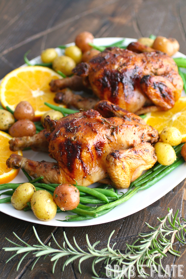 Roasted Cornish Hens With Cherry Bourbon Glaze