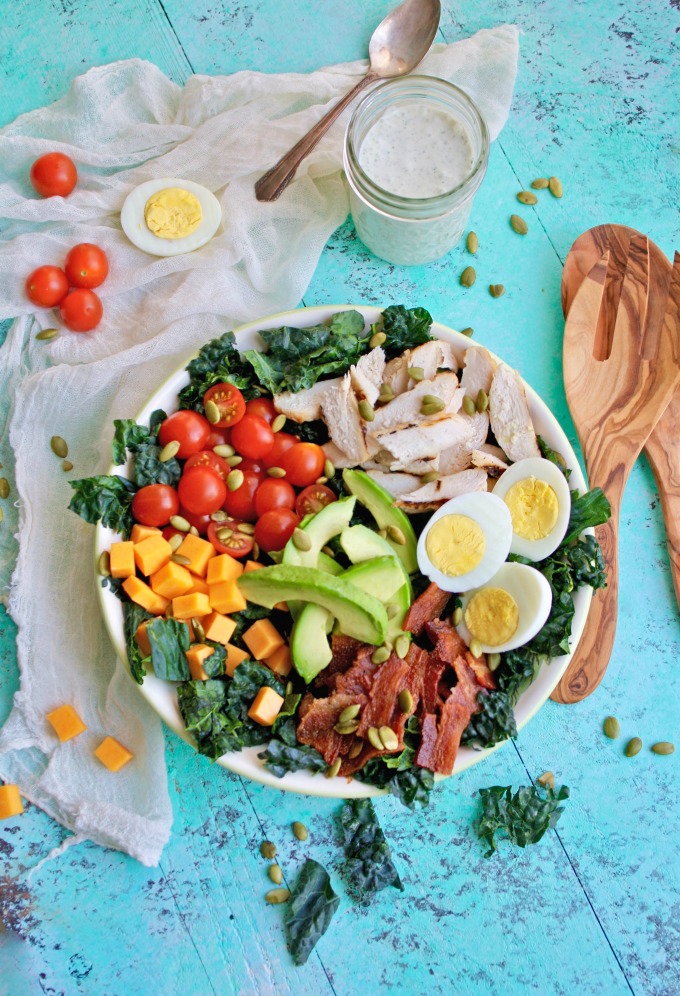 Kale Cobb Salad with Buttermilk Ranch Dressing