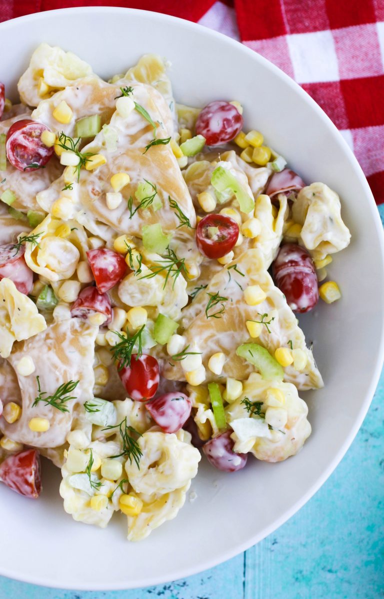 Lobster Ravioli Pasta Salad with Creamy Lemon Dressing