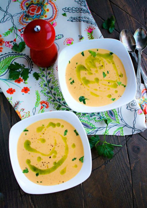 Roasted Butternut Squash & Fennel Soup with Parsley Oil