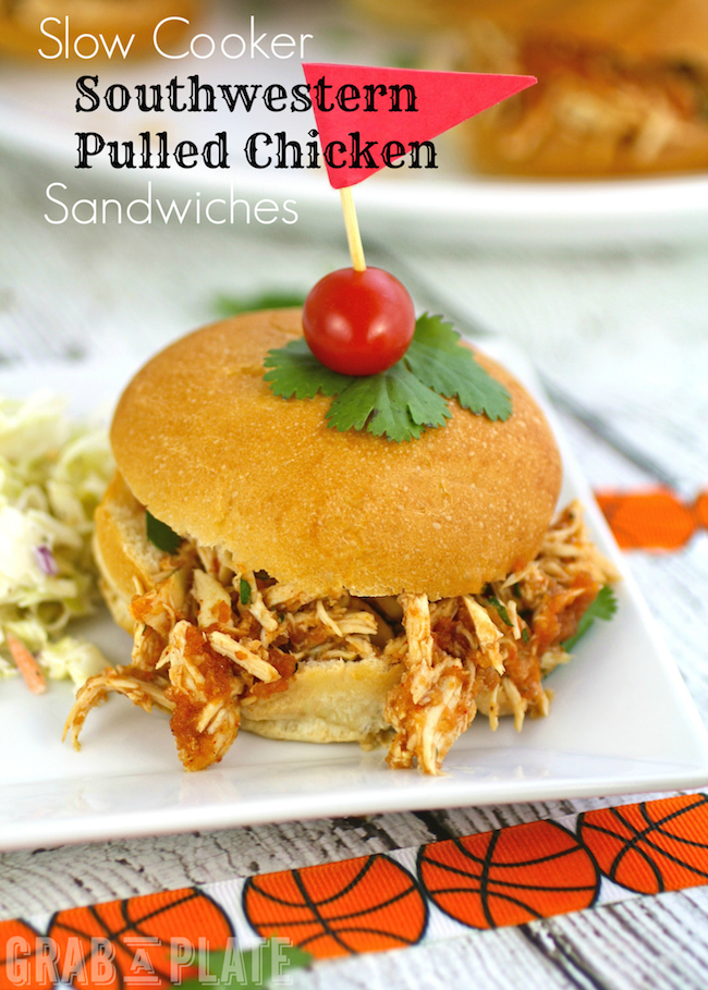 Slow Cooker Southwestern Pulled Chicken Sandwiches